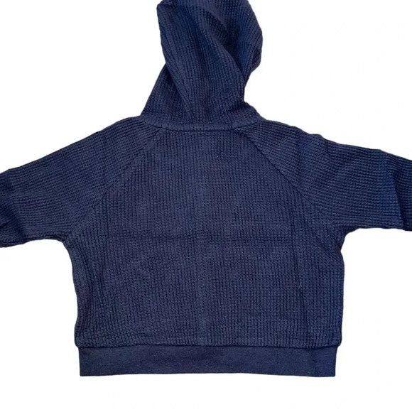 Open Edit Thermal Knit Snap Up Cotton Hoodie in Navy Charcoal NEW Infant - Picture 5 of 7